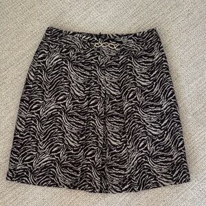 Brown and White Zebra Print Skirt with Gold Accent